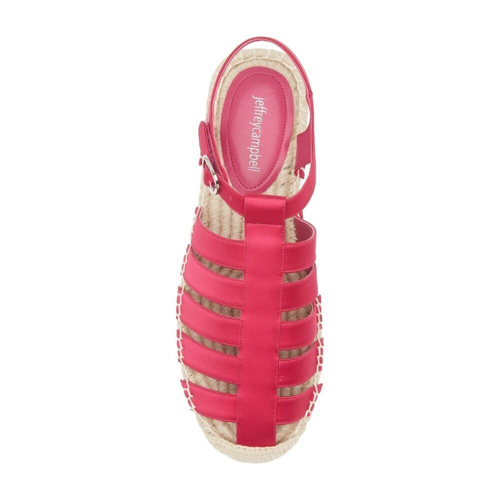 New Jeffrey Campbell Tan Lines Espadrille Fisherman Sandals in Fuchsia Size 9.5